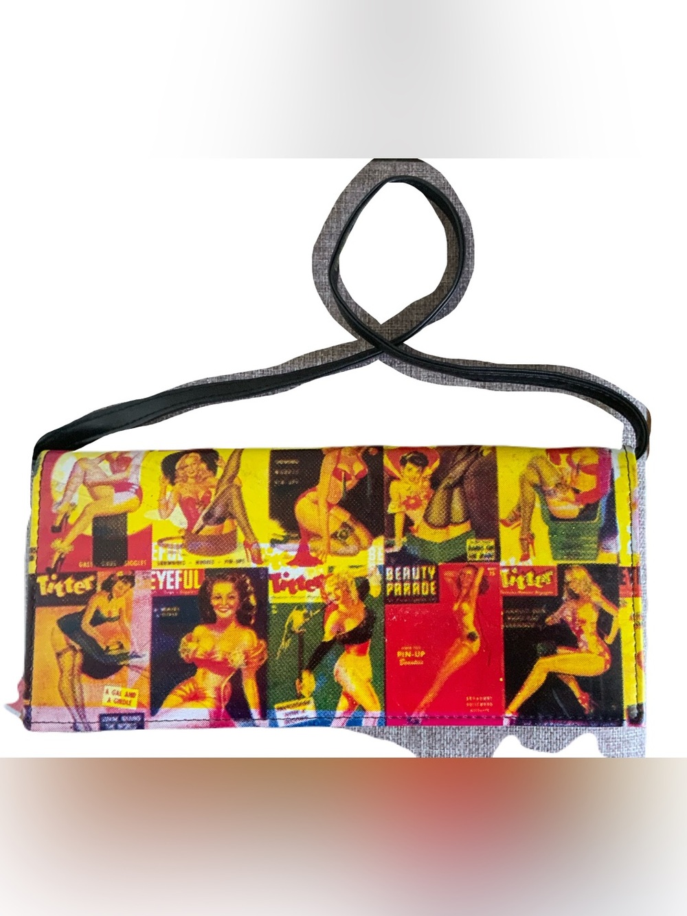 Colorful Pin-Up Print Crossbody Bag